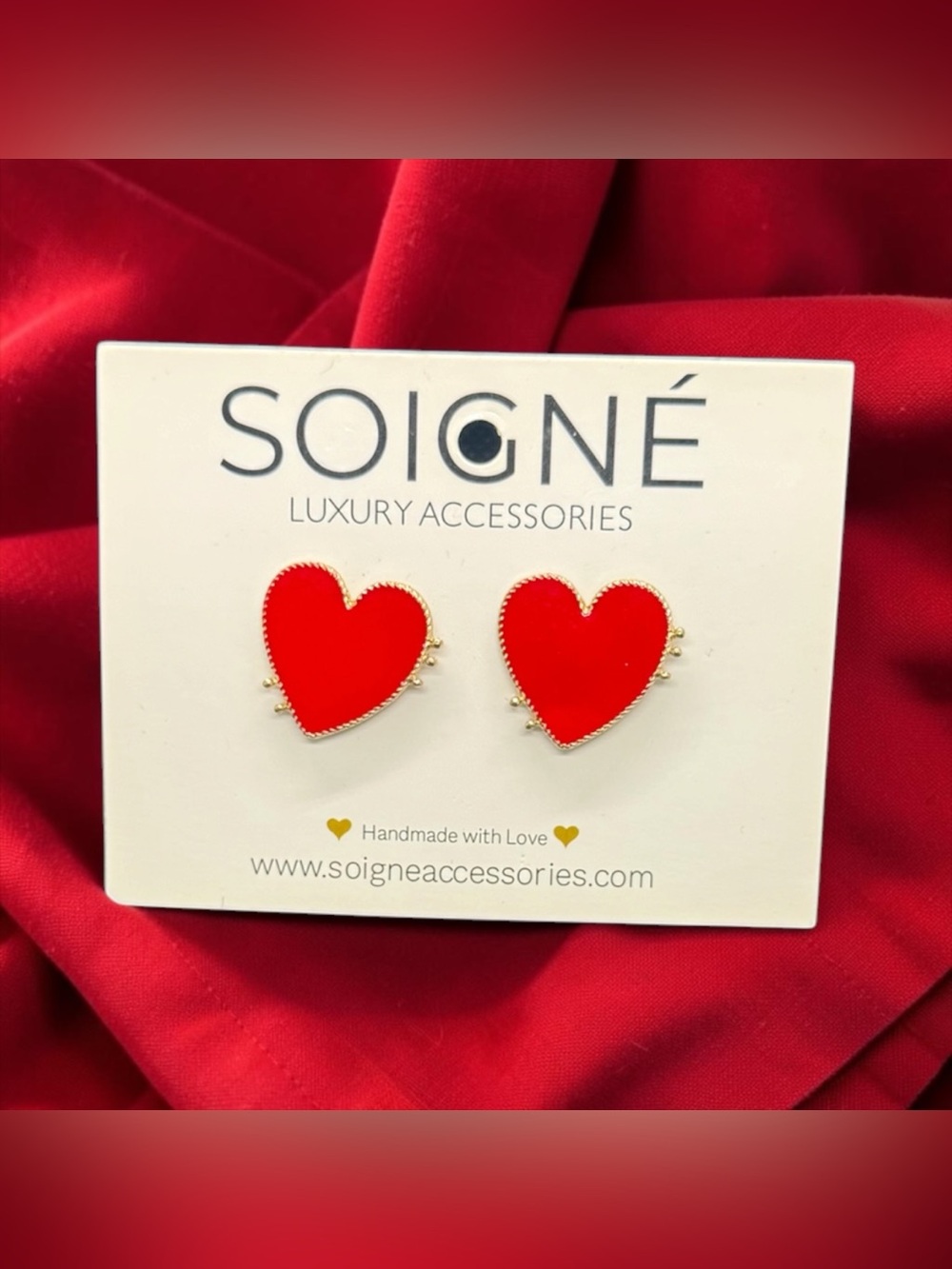 ♥️SOIGNE’♥️Love Me Studs Red Heart Stud Earrings/NWT